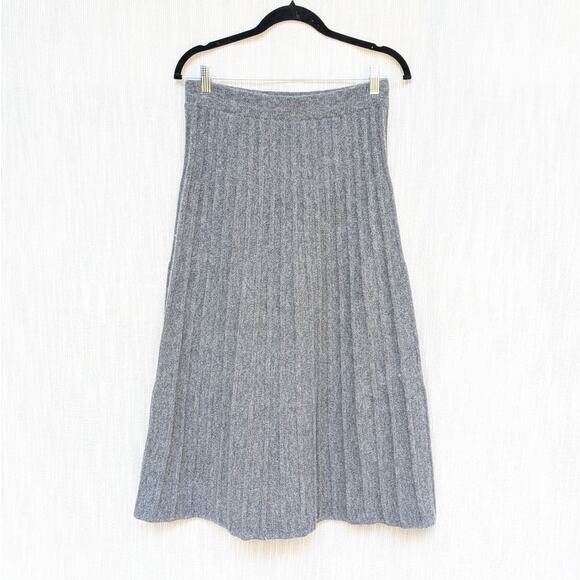 Oak + Fort Gray Sweater Ribbed Knit A-line Midi Skirt, size M - Picture 1 of 8